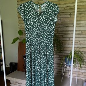 Reformation Green Floral Midi Dress